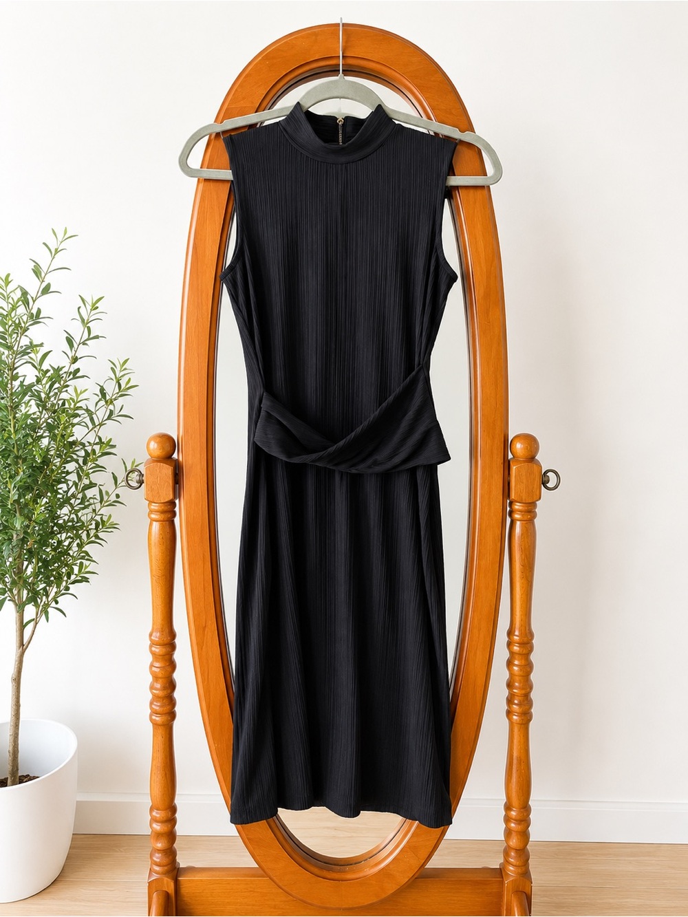 Tommy Hilfiger Sleeveless Ribbed Mock Deck Midi Dress